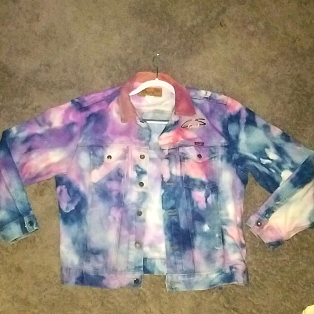 Custom beach tie dye wrangler denim jacket